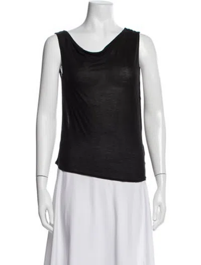 Pre-owned St Agni Bateau Neckline Sleeveless Top In Black