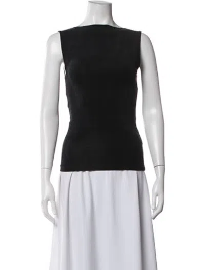 Pre-owned St Agni Bateau Neckline Sleeveless Top In Black