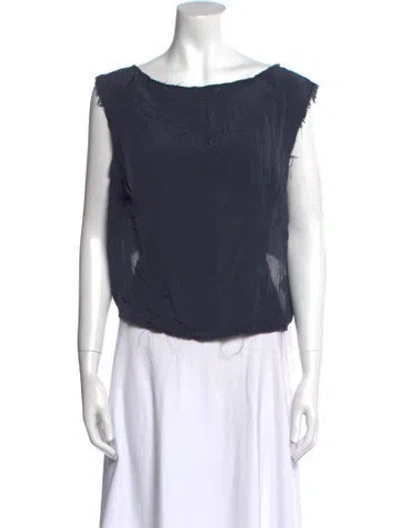Pre-owned St Agni Bateau Neckline Sleeveless Top In Blue
