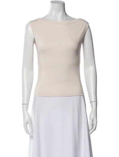 Pre-owned St Agni Bateau Neckline Sleeveless Top In Neutral