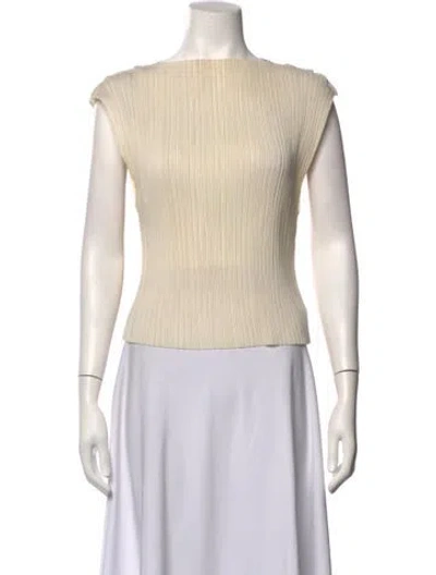 Pre-owned St Agni Bateau Neckline Sleeveless Top In Neutrals