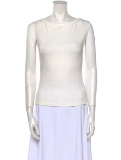 Pre-owned St Agni Bateau Neckline Sleeveless Top In White