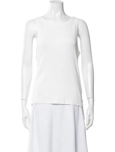 Pre-owned St Agni Bateau Neckline Sleeveless Top In White