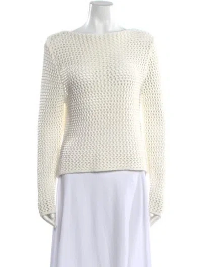 Pre-owned St Agni Bateau Neckline Sweater In White