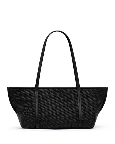 St Agni Bateau Slim Woven Leather Tote In Black