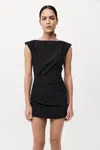 St Agni Bateau Tuck Mini Dress In Black