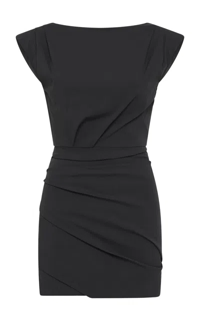 St Agni Bateau Tucked Cotton-nylon Mini Dress In Black