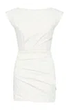 St Agni Bateau Tucked Cotton-nylon Mini Dress In Off-white