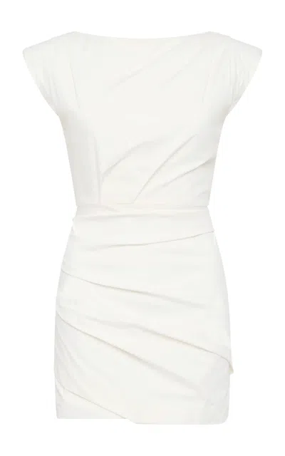 St Agni Bateau Tucked Cotton-nylon Mini Dress In Off-white