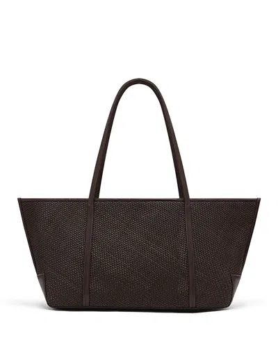St Agni Bateau Woven Leather Tote In Brown