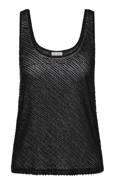 St Agni Beaded Mesh Top In Black