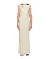 St Agni Beige Draped Cowl Midi Dress