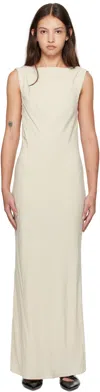 St Agni Beige Draped Cowl Midi Dress In Dove