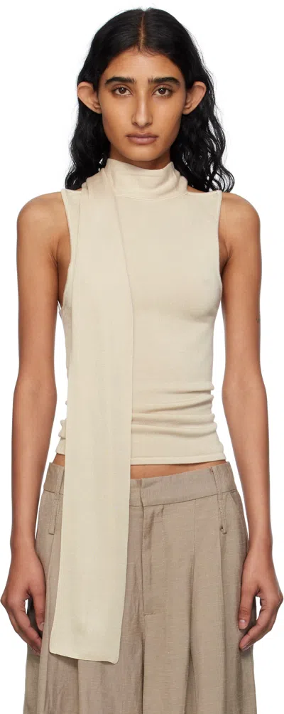 St Agni Beige Knit Scarf Top In Multi