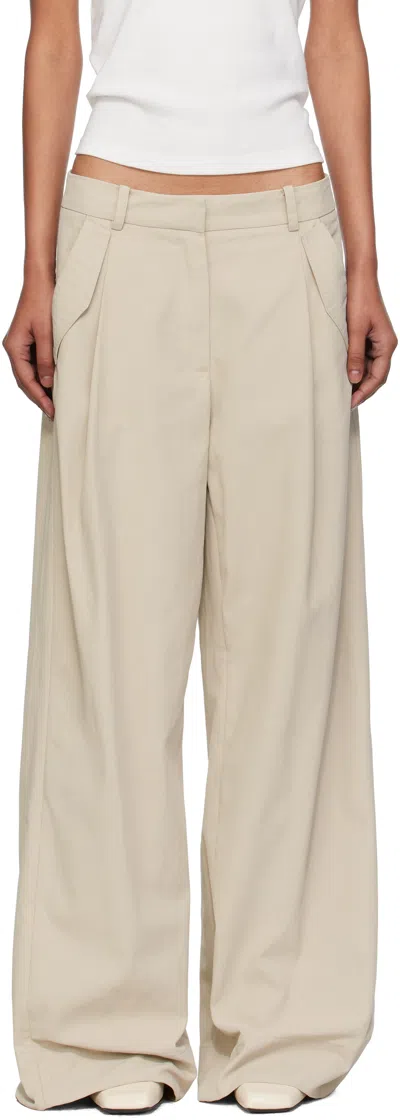 St Agni Beige Utility Pleat Trousers In Sand