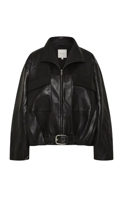 St Agni St. Agni Belted Balloon Leather Jacket In Black