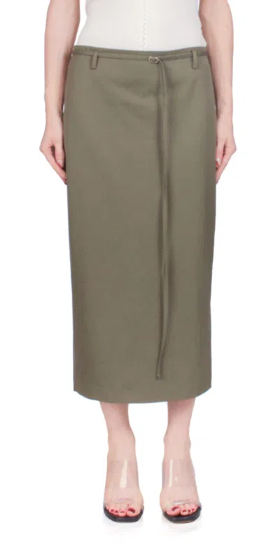St Agni Belted Pencil Skirt In Kelp In Green