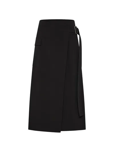 St Agni Belted Wrap Midi Skirt In Black