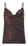 St Agni Bias-cut Cupro Slip Camisole Top In Chocolate Plum