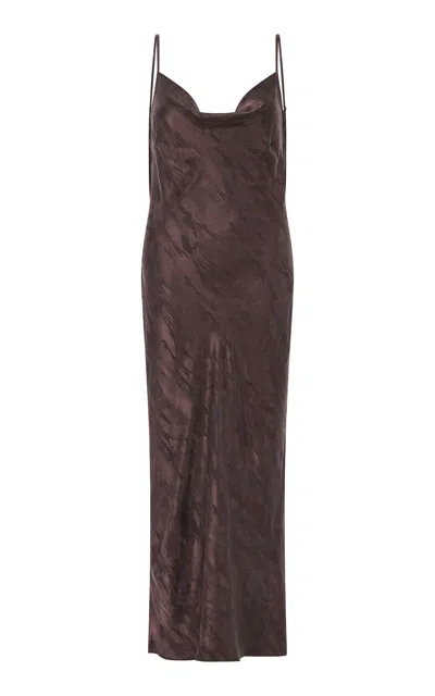 St Agni Bias-cut Cupro Slip Dress In Brown