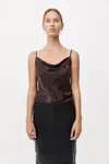 St Agni Bias-cut Cupro Slip Camisole Top In Chocolate Plum