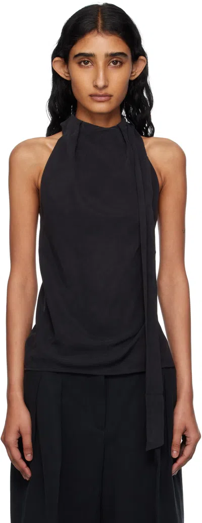 St Agni Black Bias Scarf Top