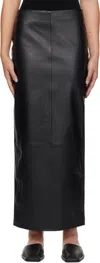 St Agni Black Column Leather Maxi Skirt
