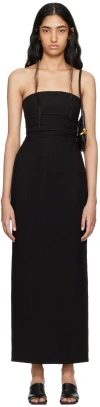 St Agni Black Column Maxi Dress In Black