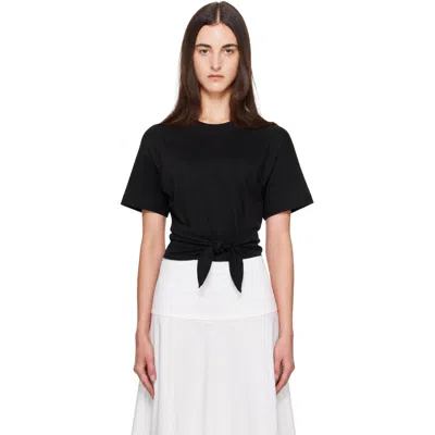 St Agni Black Cotton Jersey Split Back Top