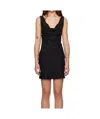 St Agni Black Double Drape Mini Dress
