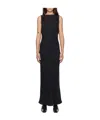 St Agni Black Draped Cowl Midi Dress