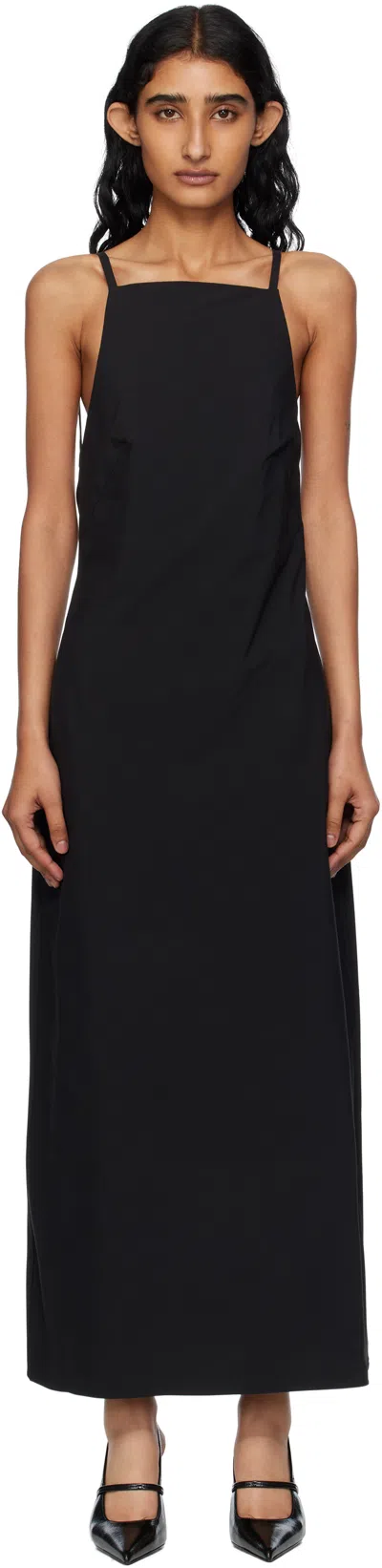 St Agni Black Minimal Bias Midi Dress