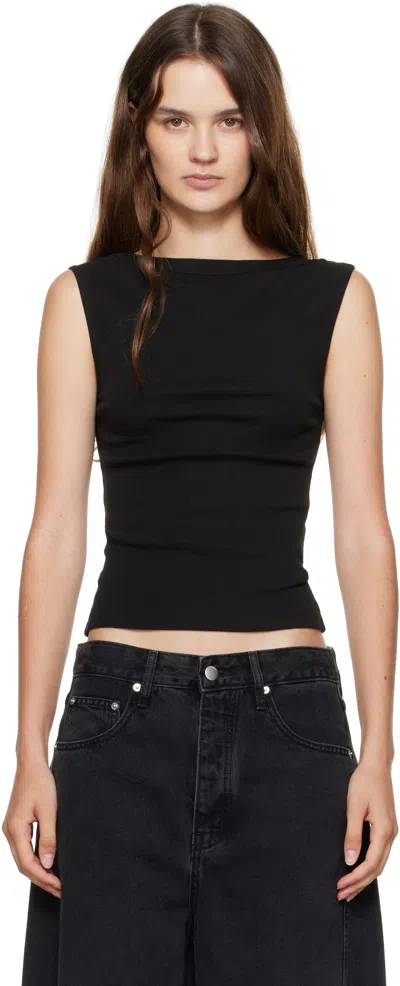 St Agni Black Organic Cotton Ballerina Tank Top