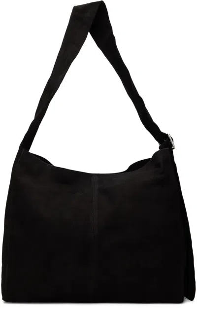 St Agni Black Oversized Nubuck Satchel