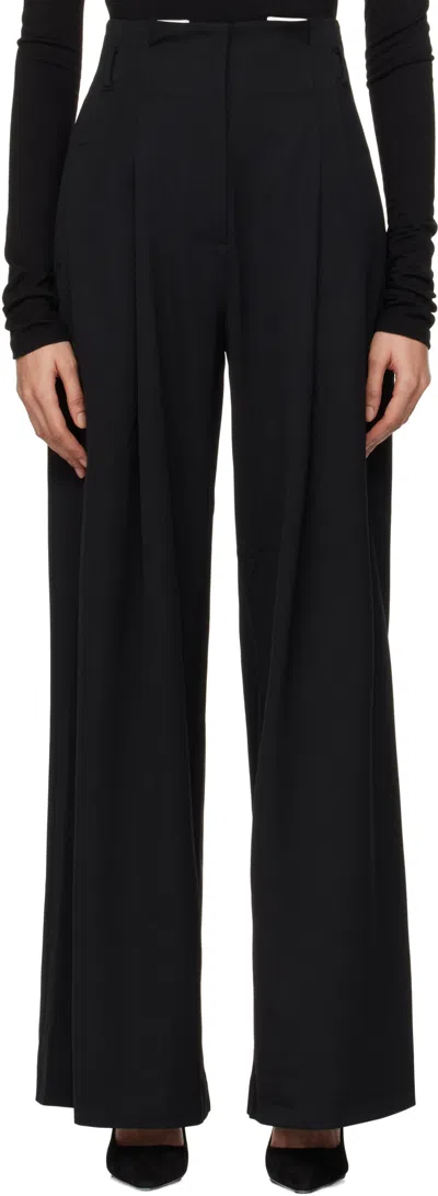 ST AGNI BLACK PAPERBAG WAIST TROUSERS