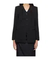 St Agni Black Raw Edge Collarless Blazer In Black
