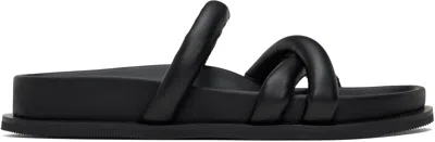 ST AGNI BLACK SOFT CROSS STRAP SLIPPERS