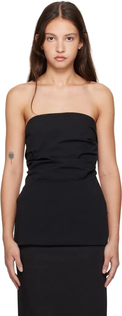 ST AGNI BLACK STRAPLESS TIE BACK TOP
