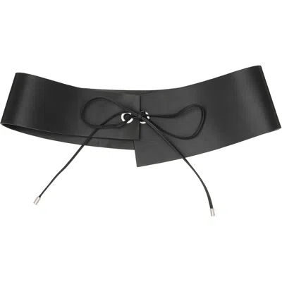 St Agni Black Suede Asymmetric Belt