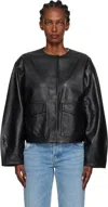 St Agni Utility Cocoon Leather Jacket In Black