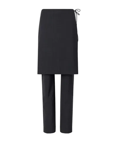 St Agni Bodycon Slim-fit Pants With Skirt-style Details In Black