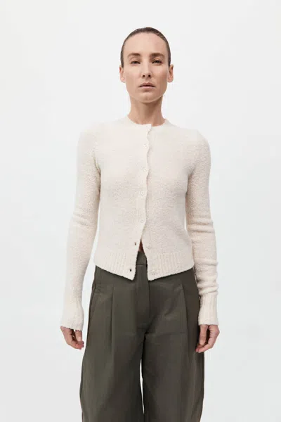 St Agni Boucle Wool Cardigan In White