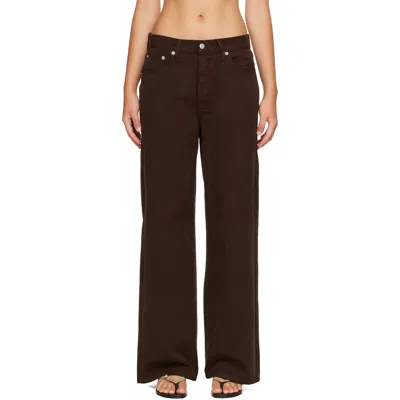 St Agni Brown Canvas Classic Mid Rise Jeans