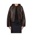 St Agni Cocoon Leather Jacket In Brown