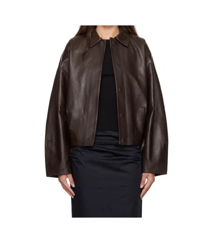 St Agni Brown Cocoon Leather Jacket
