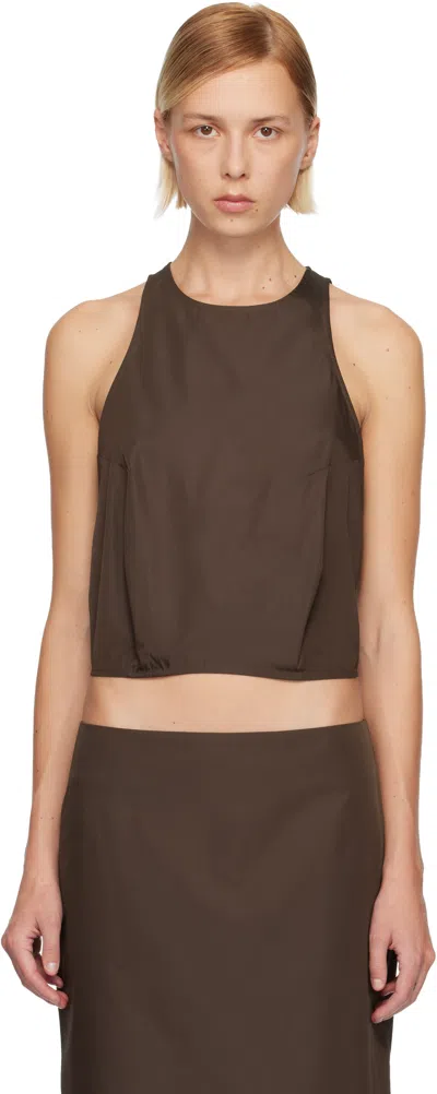 St Agni Paper Taffeta Cocoon Top In Brown