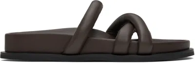 ST AGNI BROWN SOFT CROSS STRAP SLIPPERS