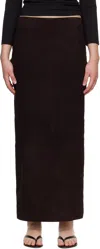 St Agni Brown Suede Column Midi Skirt In Brown