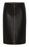 St Agni Brushed-leather Pencil Knee-length Skirt In Black