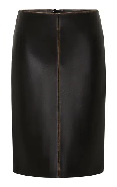 St Agni Brushed-leather Pencil Knee-length Skirt